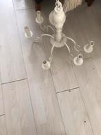 Witte Kroonluchter 6-arms, Huis en Inrichting, Lampen | Kroonluchters, Ophalen of Verzenden, Gebruikt, Metaal