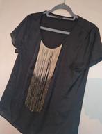 Nieuwe chique feestelijke zwarte Taifun top met franjes XL, Kleding | Dames, Tops, Zwart, Maat 42/44 (L), Nieuw, Ophalen of Verzenden