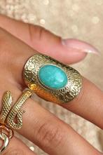 Ring Boho Amazonite Gold, Nieuw, 17 tot 18, Met edelsteen, Dame