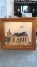 Pracht geborduurd !! De Oude Kerk van Ede ..licht eikenlijst, Huis en Inrichting, Woonaccessoires | Lijsten, Minder dan 50 cm