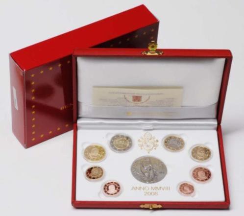 PROOF set Vaticaan 2008 - 1 ct t/m 2 euro + Zilveren Penning, Postzegels en Munten, Munten | Europa | Euromunten, Setje, Overige waardes