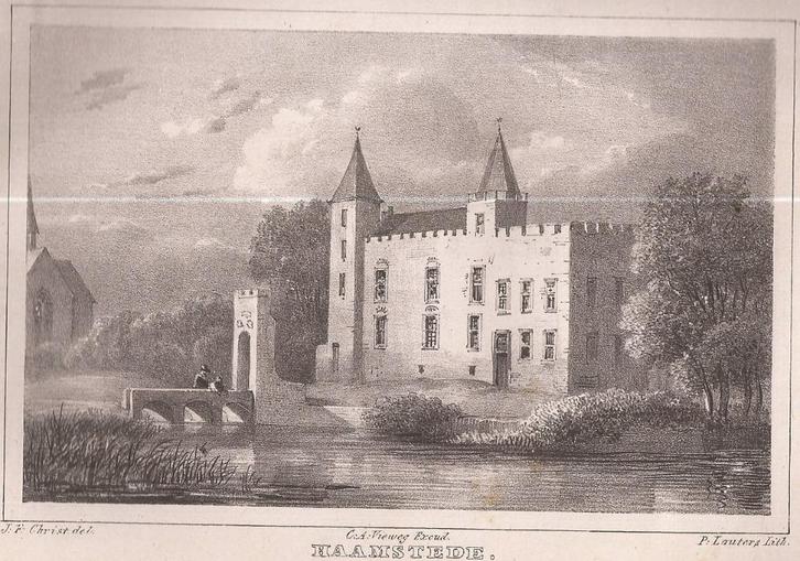 Het slot Haamstede in Zeeland Litho 1846, Antiek en Kunst, Kunst | Etsen en Gravures, Ophalen of Verzenden