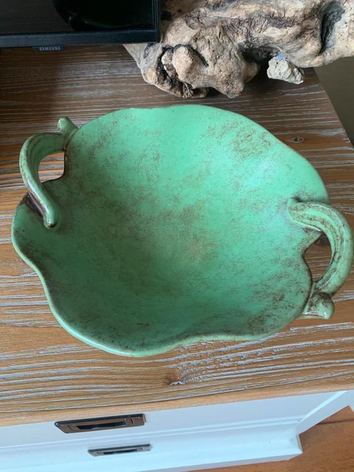 Antieke groen schaal voor fruit, bonbons e,d, uit jaren '30, Antiek en Kunst, Curiosa en Brocante, Ophalen of Verzenden