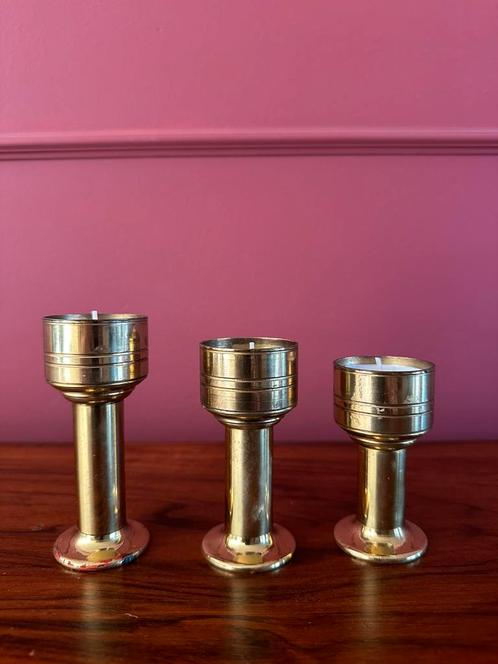 Vintage messing / koperen kandelaartjes waxinelichthouders, Huis en Inrichting, Woonaccessoires | Kandelaars en Kaarsen, Gebruikt