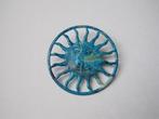 Broche zon emaille blauw groen paars emaille, Verzenden, Zo goed als nieuw, Blauw, Overige materialen