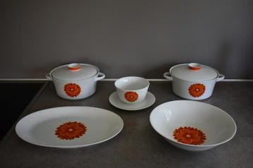 Retro vintage oranje bloemen servies van Winterling Bavaria beschikbaar voor biedingen