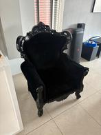 Brokante zwarte stoel met velvet bekleding, Antiek en Kunst, Antiek | Meubels | Stoelen en Banken, Ophalen
