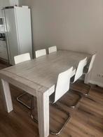 Complete meubelset grijs houtlook - eettafel, stoelen, tv me, Huis en Inrichting, Tafels | Eettafels, Ophalen, Gebruikt, 150 tot 200 cm