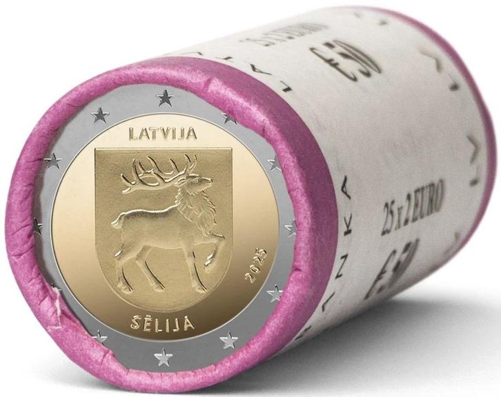 ROL 2 Euro munt LETLAND 2025 “Regio’s Letlands Sẽlija”., Postzegels en Munten, Munten | Europa | Euromunten, 2 euro, Overige landen