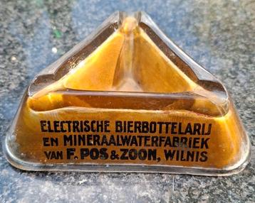 Glazen asbak bierbottelarij mineraalwaterfabriek Pos Wilnis beschikbaar voor biedingen