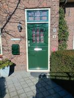 Voordeur teakhout 2 delig groen, Doe-het-zelf en Verbouw, Deuren en Horren, Ophalen, Gebruikt, 80 tot 100 cm, Buitendeur