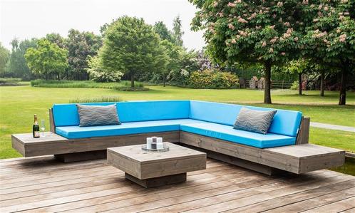 Design Lounge hoekbank van steigerhout, zwevend model, Tuin en Terras, Tuinsets en Loungesets, Nieuw, Steigerhout, Bank, Ophalen of Verzenden