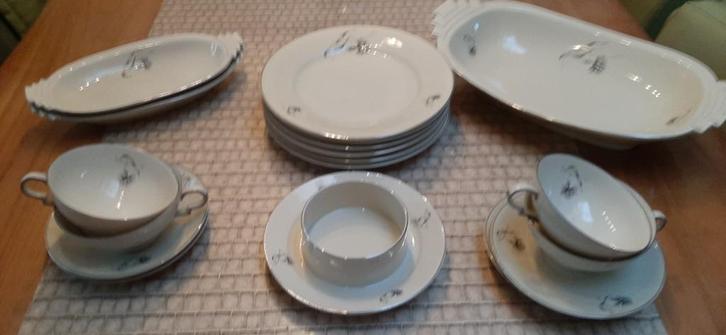 Ontbijt servies , antiek, Huis en Inrichting, Woonaccessoires | Schilderijen, Tekeningen en Foto's, Schilderij, Ophalen of Verzenden