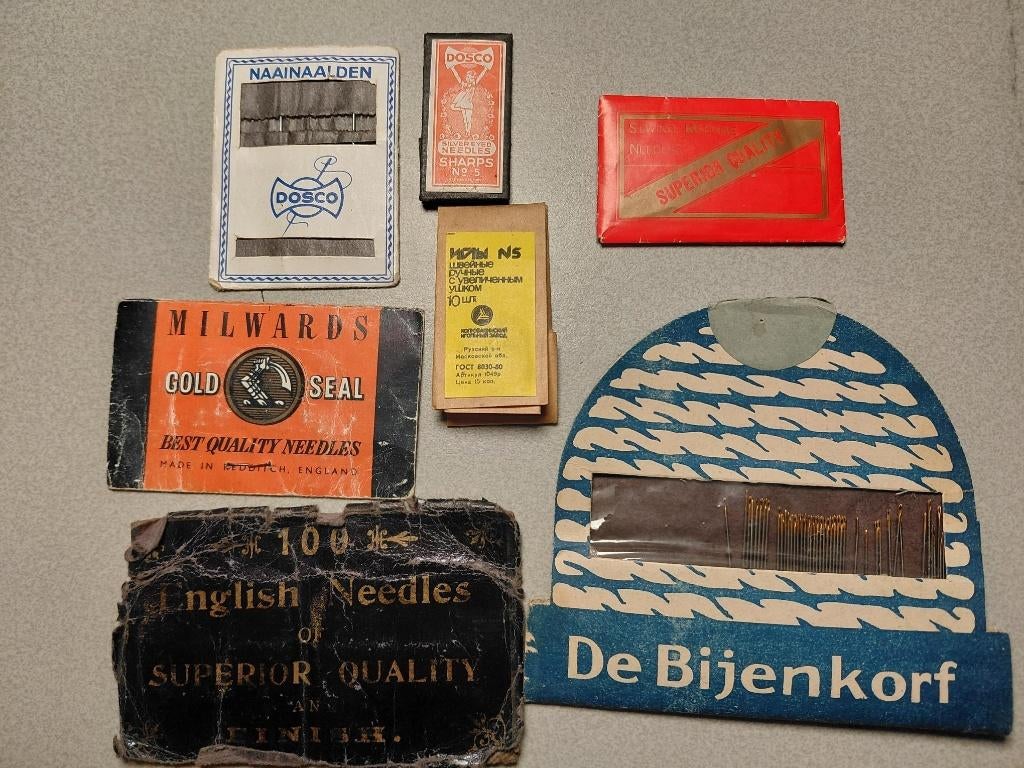 Set vintage naalden, diverse oa Bijenkorf en Dosco, Ophalen of Verzenden, Nieuw, Garen of Naald(en)