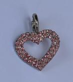 Zilver edelmetalen bedelhanger - hart met strass-steentjes, Overige materialen, Nieuw, 1 bedel, Met strass