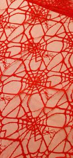 Stof, Spinnen kant rood 7,3 meter, Hobby en Vrije tijd, Stoffen en Lappen, 120 cm of meer, Ophalen of Verzenden, Katoen, Rood