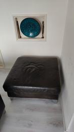 Lederen Hocker / Poef zwart, Gebruikt, Vierkant, Leer, 75 tot 100 cm