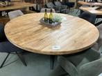 ronde tafel 160 of 180 cm MANGO hout + poot NU OP VOORRAAD, Ophalen, 150 tot 200 cm, Rond, Nieuw