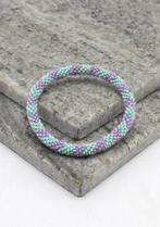 Glaskralen armband - lichtgroen en paars - RB235, Overige materialen, Overige kleuren, Verzenden, Nieuw