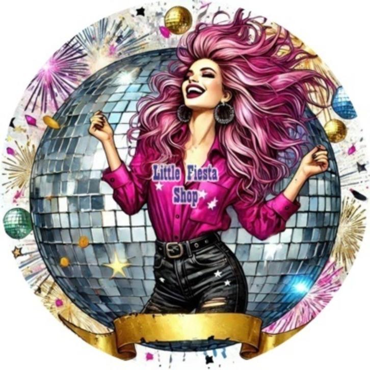 L1277 icing frosting party girl 20cm eetbare taart print, Hobby en Vrije tijd, Taarten en Cupcakes maken, Nieuw, Versiering, Taarten