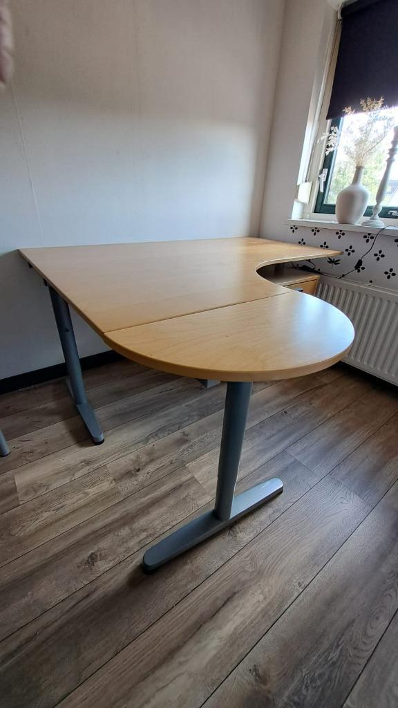 Bureau met ladekast, Huis en Inrichting, Bureaus, Gebruikt, Bureau, In hoogte verstelbaar, Ophalen