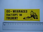 sticker Oud Tolbert wegrace motorrace 1986 CC zijspan sideca, Verzamelen, Stickers, Verzenden