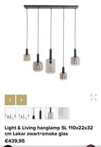 Hanglamp 5L 110x22x32 cm LEKAR  zwart +rookglas, Nieuw, Ophalen of Verzenden, 75 cm of meer