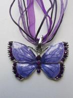 Ketting met paarse geemailleerde vlinder, Ophalen of Verzenden, Nieuw, Paars, Overige materialen