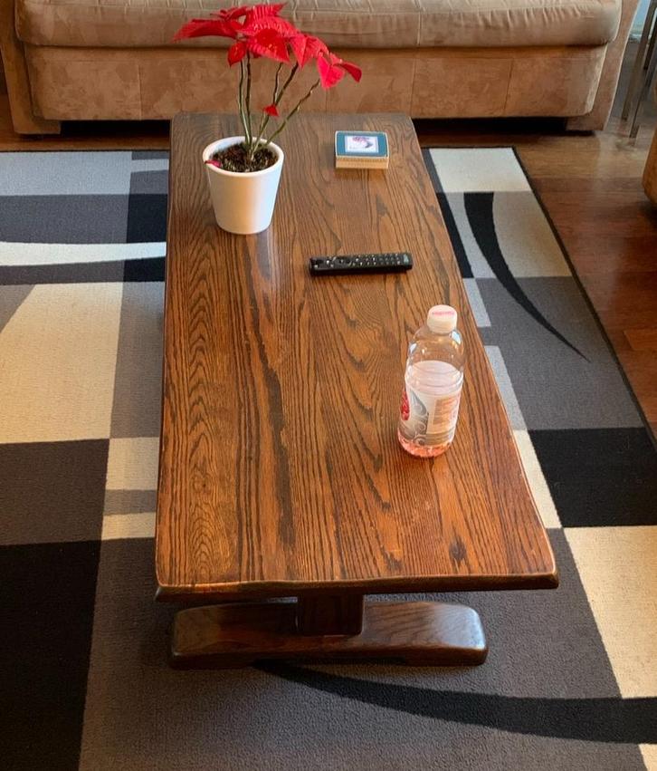 Vintage Eikenhouten Salontafel, Huis en Inrichting, Tafels | Salontafels, Gebruikt, Minder dan 50 cm, 50 tot 100 cm, 100 tot 150 cm