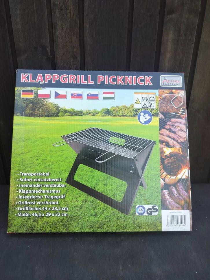 Activa Klappgrill Picknick – Draagbare BBQ Nieuw in Doos, Tuin en Terras, Houtskoolbarbecues, Nieuw, Met accessoires, Ophalen of Verzenden