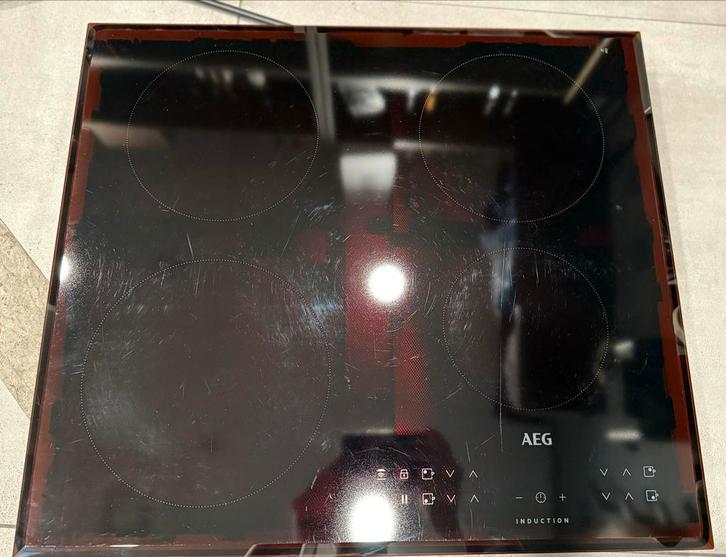 AEG Inductie Kookplaat 60 cm IKB6430SFB - 4 Zones, Witgoed en Apparatuur, Kookplaten, Gebruikt, Inbouw, Inductie, 4 kookzones