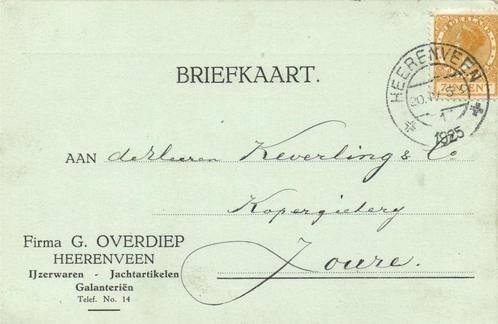 Firma G. Overdiep, Heerenveen - 04.1925 - briefkaart, Postzegels en Munten, Brieven en Enveloppen | Nederland, Briefkaart, Ophalen of Verzenden