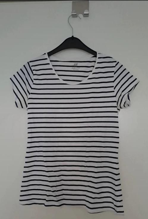 H&M gestreept wit blauw shirt maat 170, Kinderen en Baby's, Kinderkleding | Maat 170, Zo goed als nieuw, Meisje, Shirt of Longsleeve