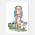 Handgemaakte markerschets Watertoren Heuvelloord 30 x 45 cm, Verzenden, Nieuw