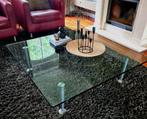 VIERKANTE GLAZEN SALONTAFEL, Ophalen, Strak modern, Gebruikt, Vierkant