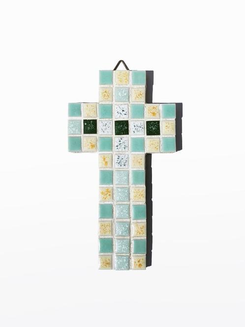 Kruisje mozaïek, mintgroen, vintage, Antiek en Kunst, Antiek | Keramiek en Aardewerk, Verzenden