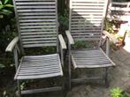 2 verstelbare teakhouten tuinstoelen, Ophalen of Verzenden, Gebruikt, Teakhout, Verstelbaar