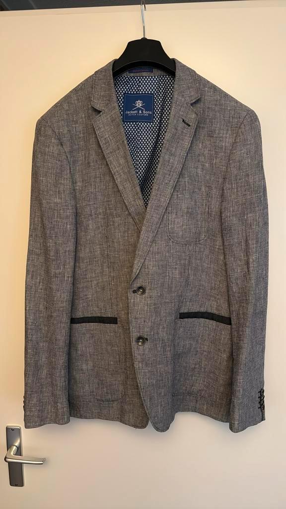 Jackett & Sons Blazer Maat 56 Katoen/Linnen, Kleding | Heren, Kostuums en Colberts, Zo goed als nieuw, Maat 56/58 (XL), Grijs