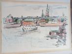 Krijt Tekening Stockholm 1984, Antiek en Kunst, Kunst | Tekeningen en Foto's, Verzenden