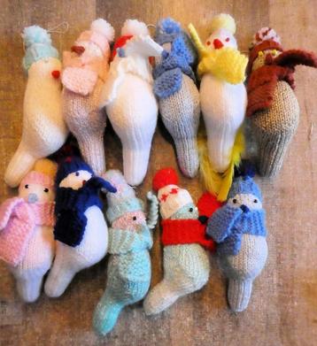 11 mooie gebreide / gehaakte kerstballen figuren. beschikbaar voor biedingen