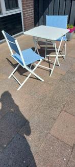 tuinsetje wit met blauw, Tuin en Terras, Tuinsets en Loungesets, Overige materialen, Bijzettafel, Zo goed als nieuw, Tuinset