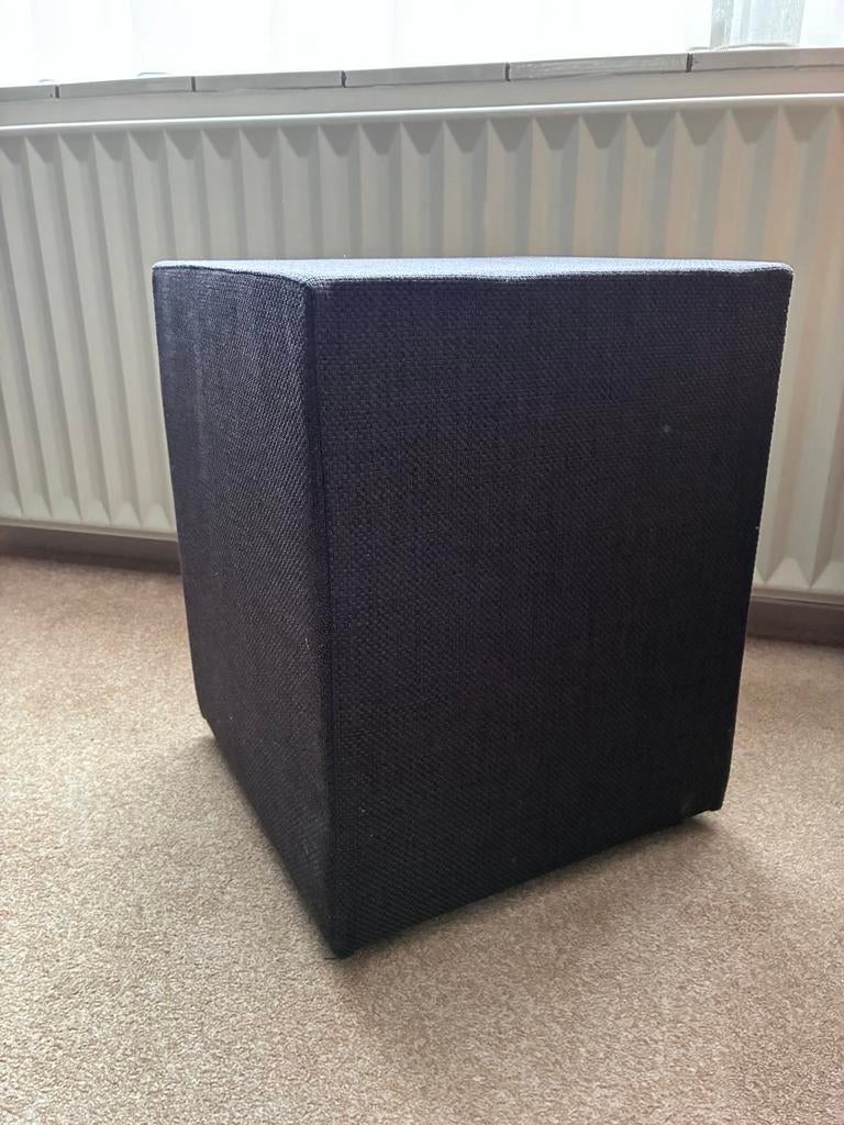 Hocker (2x) donker bruin stof, Huis en Inrichting, Ophalen, Minder dan 50 cm, Gebruikt, Vierkant