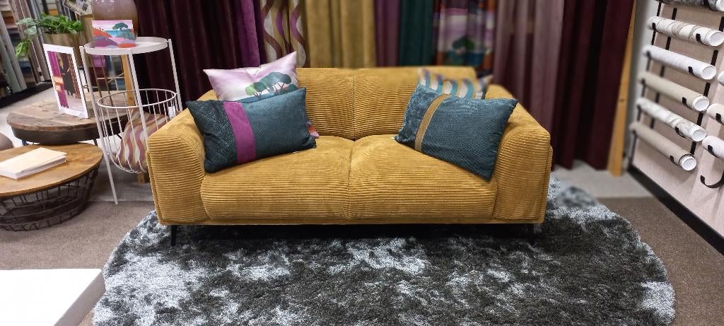 Bank 2,5 zits stoffen bekleding ribstof, Ophalen, 75 tot 100 cm, Rechte bank, 200 tot 250 cm