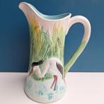 Art nouveau majolica aardewerk waterkan,  ooievaar, Antiek en Kunst, Ophalen of Verzenden