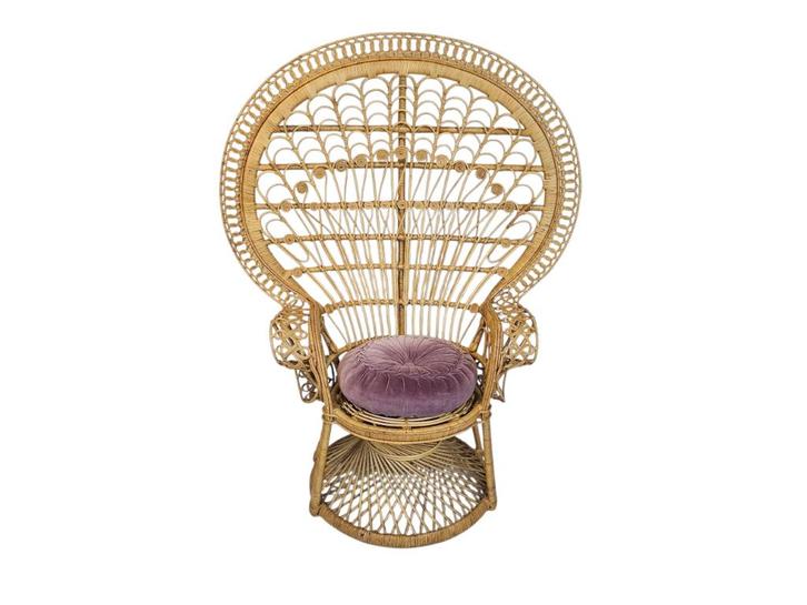 Pauwenstoel - Emmanuelle - Rotan, Huis en Inrichting, Stoelen, Gebruikt, Eén, Riet of Rotan, Bruin, Ophalen