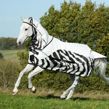 Nieuwe Bucas Buzz Off Full Neck Rain Zebra vliegendeken beschikbaar voor biedingen