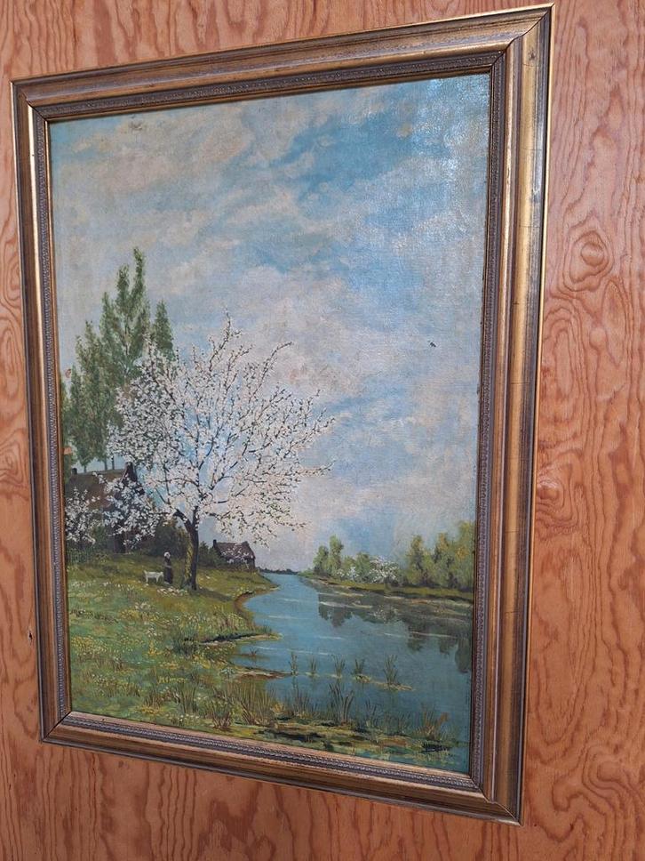 Landschapschilderij, Antiek en Kunst, Kunst | Schilderijen | Klassiek, Ophalen of Verzenden