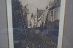 Grote ets van een straatje, Ottengas Nijmegen?, Antiek en Kunst, Kunst | Etsen en Gravures, Ophalen of Verzenden