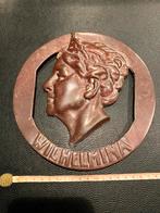 Uniek zwaar bronzen plaquette,Wilhelmina, Ophalen of Verzenden, Brons