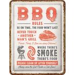 BBQ rules barbecue relief reclamebord van metaal wandbord